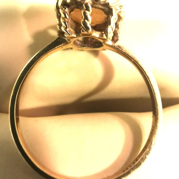 Fire Opal 10k Gold Women's Small Size 3 Ring Vintage 1980s - Picture 5 of 10